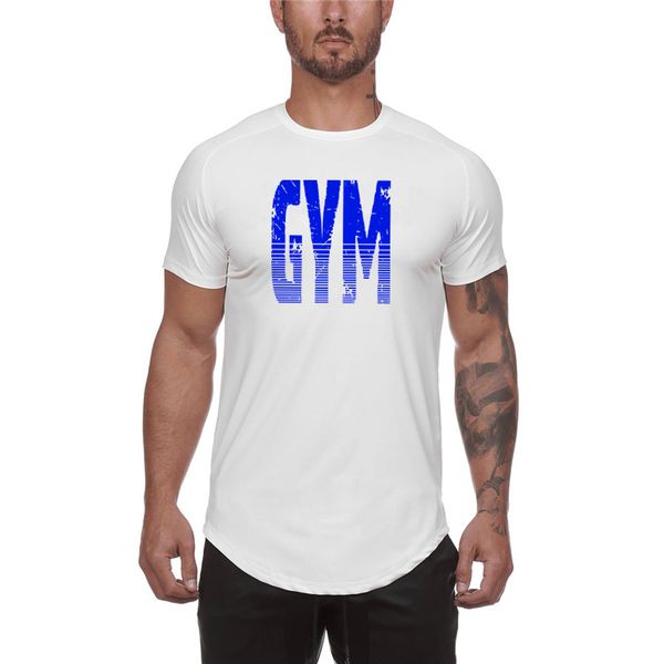 

brand fashion high-elasticity sporting t-shirt men short sleeve fitness t shirt men's solid gym clothing mesh bodybuilding tee shirt, White;black