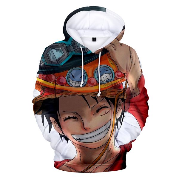 

cartoon mode 3d een stuk anime print hoodies truien vrouwen hooded casual lange mouw 3d print een stuk hoodies sweatshirts, Black