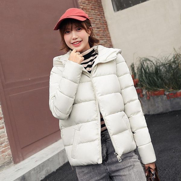 

women's down & parkas vintage print short hooded jackets women casual loose thick coat pockets female korean windproof cotton coats plu, Black