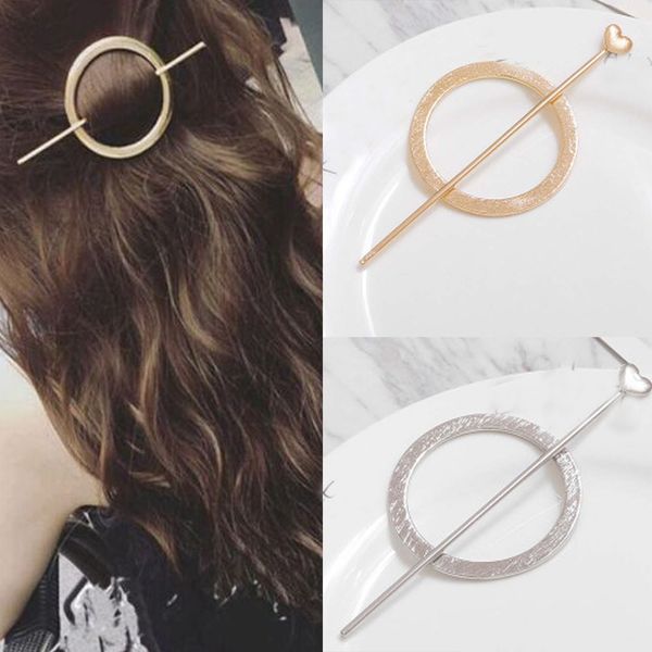 

2019 new fashion woman hair accessories round hair clip pin metal geometric alloy hairpin circle hairgrip barrette girls holder