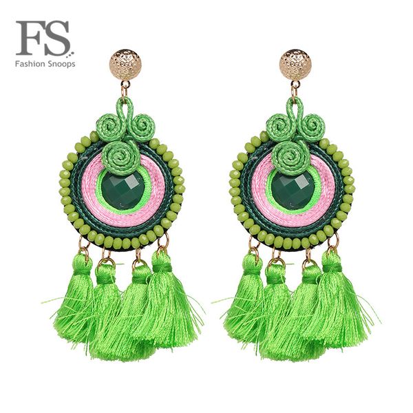 

fashionsnoops boho long tassel earrings bohemian 5 colors ethnic wedding handmade fringed dangle drop earrings for women jewelry, Silver