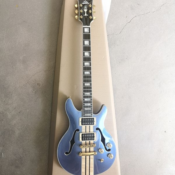 

high-end custom guitar sky blue bone ebony sandwich beautiful price