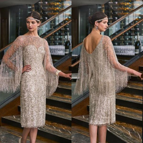 

mother of the bridal dresses with wrap scoop beads tassels tulle sheath prom dress knee length mothers dresses, Black;red