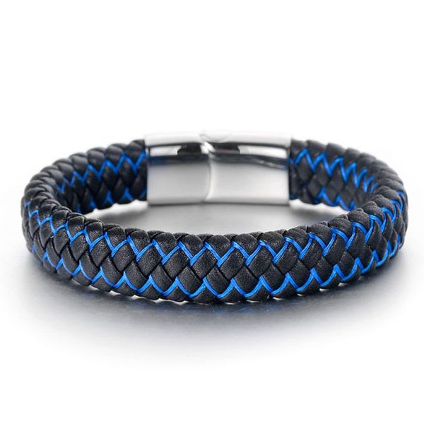 

men handmade braided leather bracelet stainless steel buckle bangle jewelry gifts kqs8, White