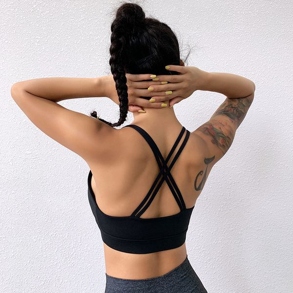 

yoga bra women sports bra shake proof running workout gym breathable fitness shirt vest 6 colors, White;black