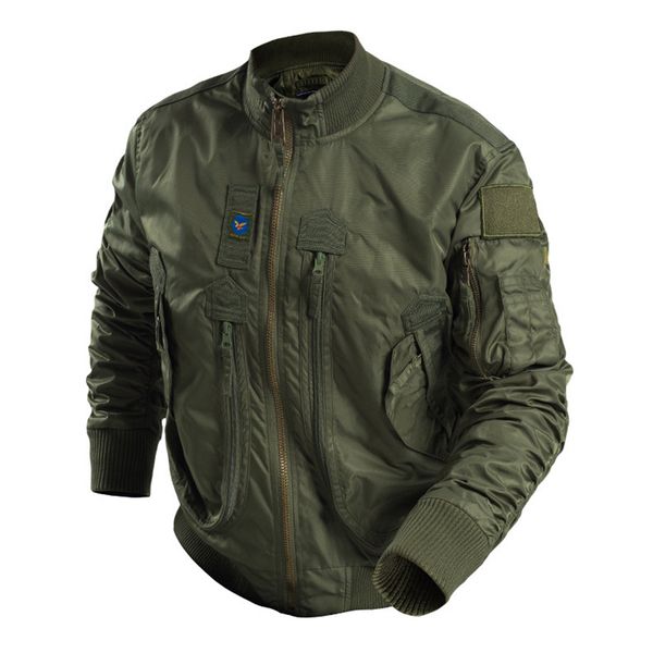 

men's fashion bomber jacket tactical pilot jacket spring autumn windbreaker coat outdoor hiking camping, Blue;black