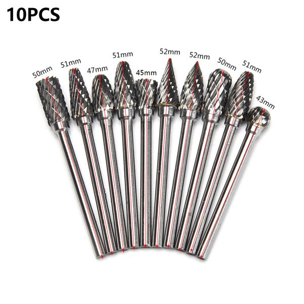 

double diamond cut rotary polishing tools 10pcs carbide rotary burrs 6mm tungsten steel carbide burr cutter tool burr