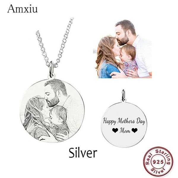 

amxiu customized family lovers picture pendant personalized 925 sterling silver necklace engrave name p necklace jewelry