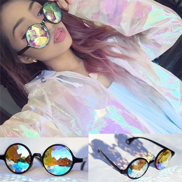 

mosaic ladies eyewear glasses oval kaleidoscope sunglasses rave festival holographic cosplay party carnival night club