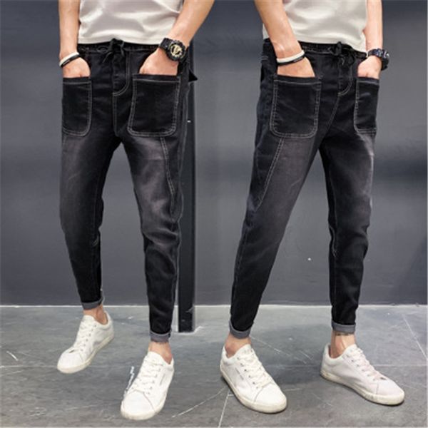 

2020 мужские джинсы мужские мужские жан homme denim тонкий fit брюки брюки черный байкер печать высокого качества джинсы, Blue