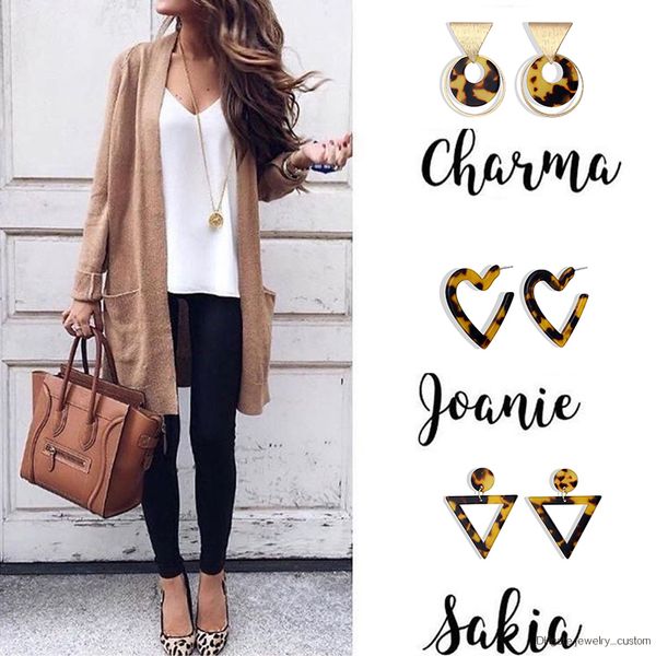 

Design Leopard Geometric Pendant Earrings Ladies New 2019 Party Ball Gift Fashion Girl Statement Pendant Jewelry