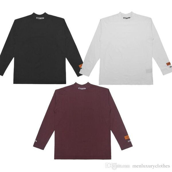 

INS Hot HP HERON PRESTON Bottoming Tshirt Men Women Turtleneck Embroidery Basic Tshirts Tops