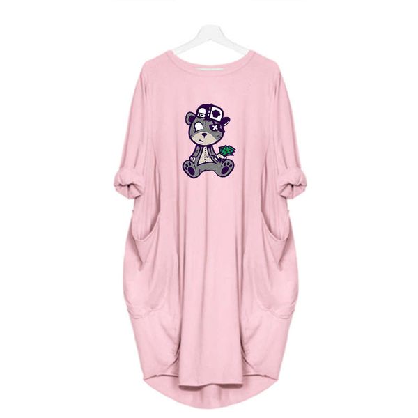 

ss womens cartoon printed shirts dresses fashion designer women long sleeve dress with pockets streetwear dresses, Black;gray