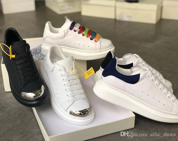 

2020 fashion luxury women men platform shoes real leather lace-up oversized sole sneakers real leather designer shoes with box, Black