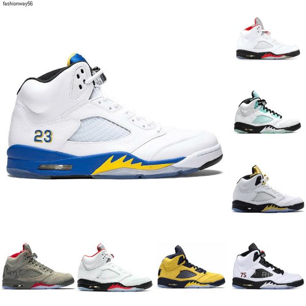 

3 new jumpman 5 5s fire red michigan mens basketball shoes retroes black grape fresh prince black muslin satin bred sneakers trainers
