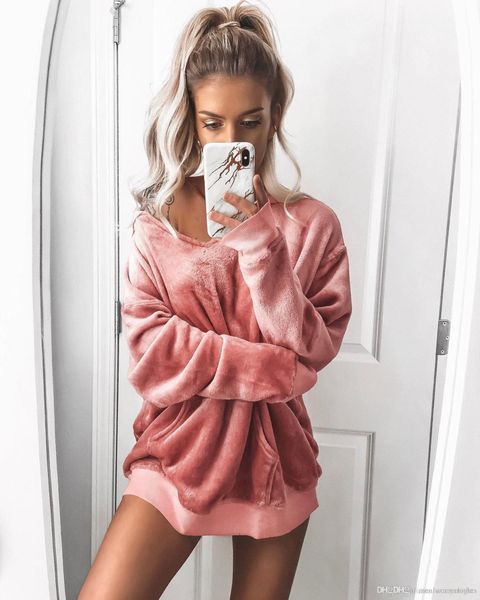 

женщины зима velvet solid толстовки v-образный вырез sexy осени кофта одежда, Black