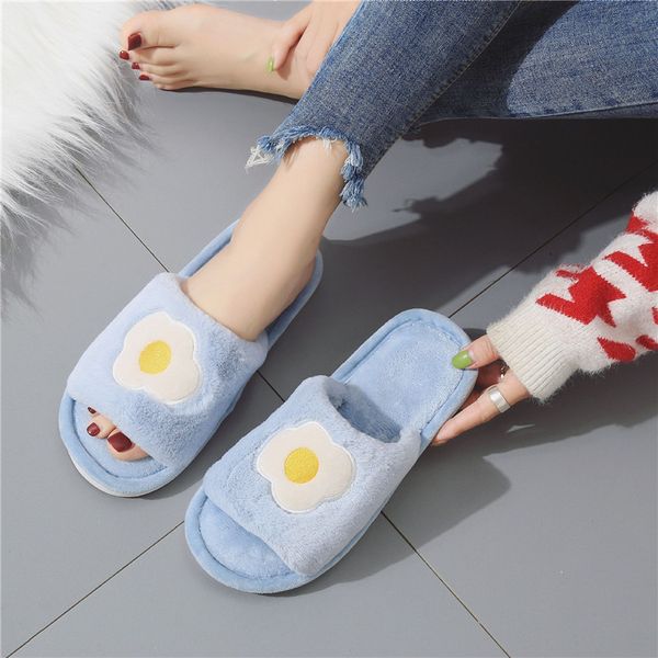 

2019 home women men cartoon fruit embroidery ladies slip on fluffy fur slippers size 36~41 flip flops pantufa mx200425, Black