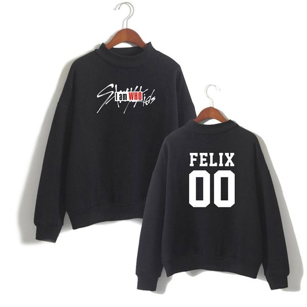 

kpop stray kids high collar long sleeve sweater men and women youth casual loose spring and autumn dropshipping, White;black