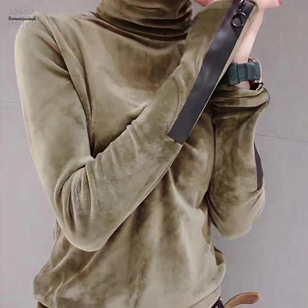 

velvet bottoming sweater warm woman half turtleneck pullover sweaters new korean fall fashion long sleeve pullover, White;black