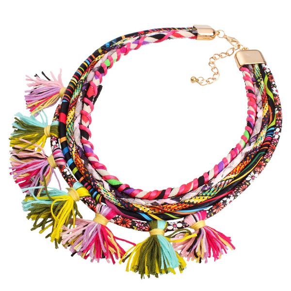 

new fashion jewelry quality embroidery handmade diy tassel pendants necklace women necklaces, drop shipping m243, Silver