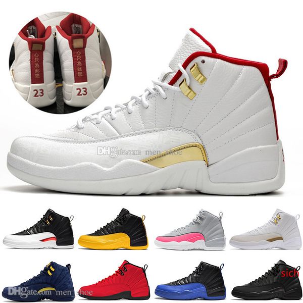 

12s fiba ovo white reverse taxi men basketball shoes college navy game royal bordeaux dark grey wntr michigan wings sports sneakers designer
