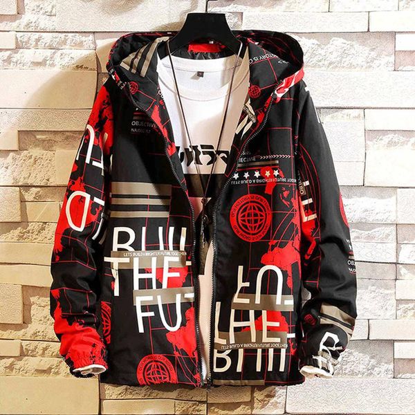 

2019 plus size coat men hip letter printed spliced long sleeve hooded jackets 5xl loose teenagers winter overcoats 4#, Black;brown