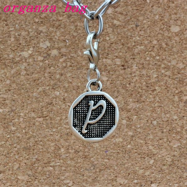 

double sided alphabet disc "p" charms with lobster clasp fit charm bracelet diy jewelry antique silver 50pcs 14.8mm x32mm a-411b, Bronze;silver