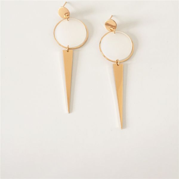 

chic gold color plating circle triangle geometric drop earring for women, Silver