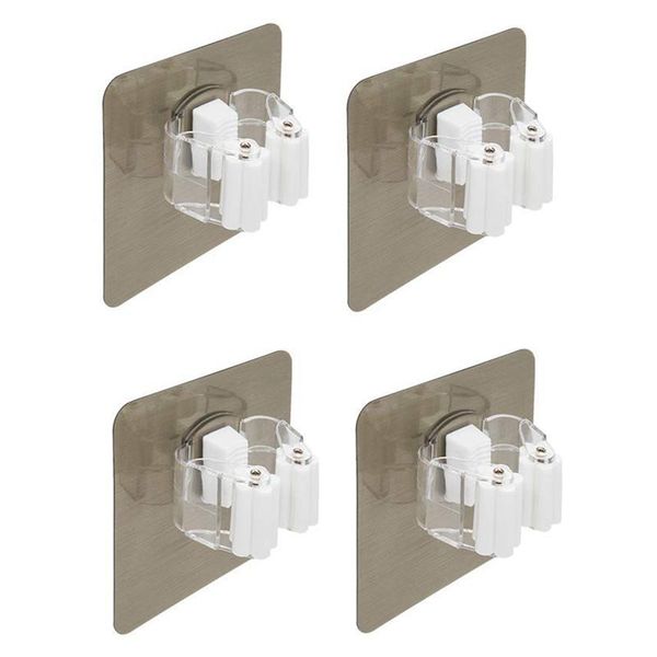 

new broom mop holder, broom gripper holds self adhesive reusable no drilling super anti-slip, wall mounted storage rack storage
