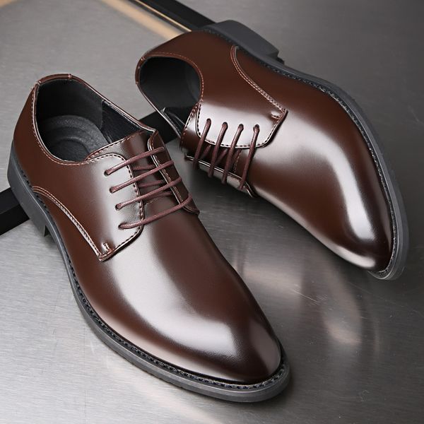 

classic business men's dress shoes fashion elegant formal wedding shoes men slip on office oxford for men 2019 new, Black