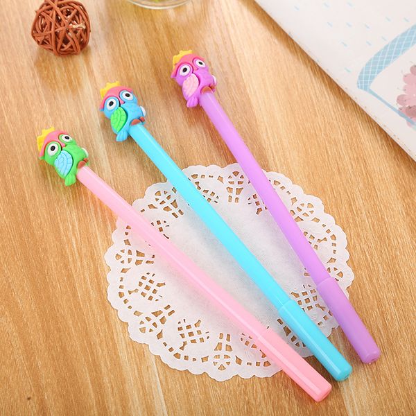 

40 pcs creative stationery silicone owl modelling neutral pen cute learning supplies cartoon office signature pen