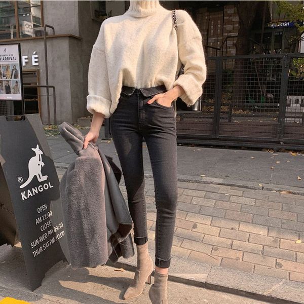

spring summer stretch flanging denim jeans women jeggings tassel high waist pants capris female skinny pencil jeans 2020, Blue