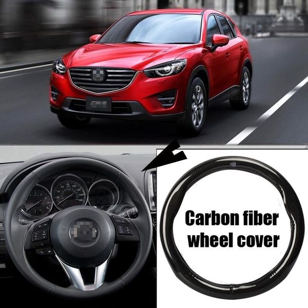

for mazda cx-5 car carbon fiber leather steering wheel cover sport racing black