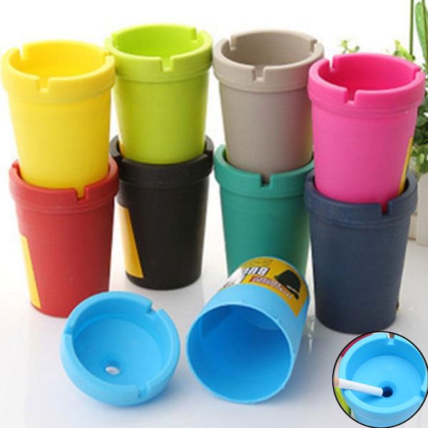 

portable auto car truck cigarette smoke ashtray double layer candy colors abs ash cylinder cup holder b88