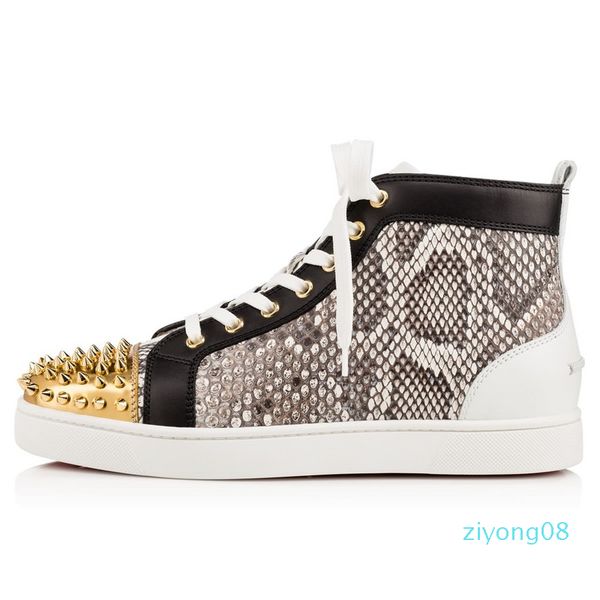 

original box] prefer luxury party shoes spikes red bottom sneaker flat men's high lace-up fashion wedding gift birthday z08, Black