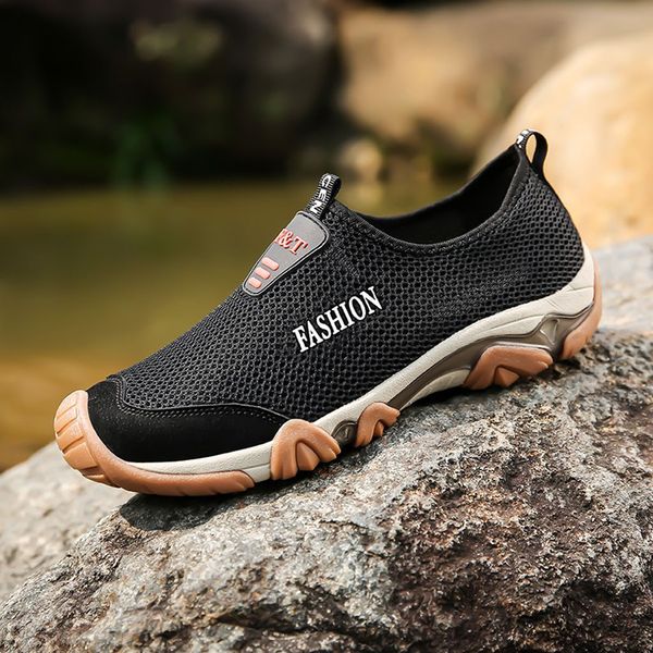 

2019 sneakers men's mesh breathable shoes non-slip casual hiking shoes upstream dropshipping zapatos de hombre, Black