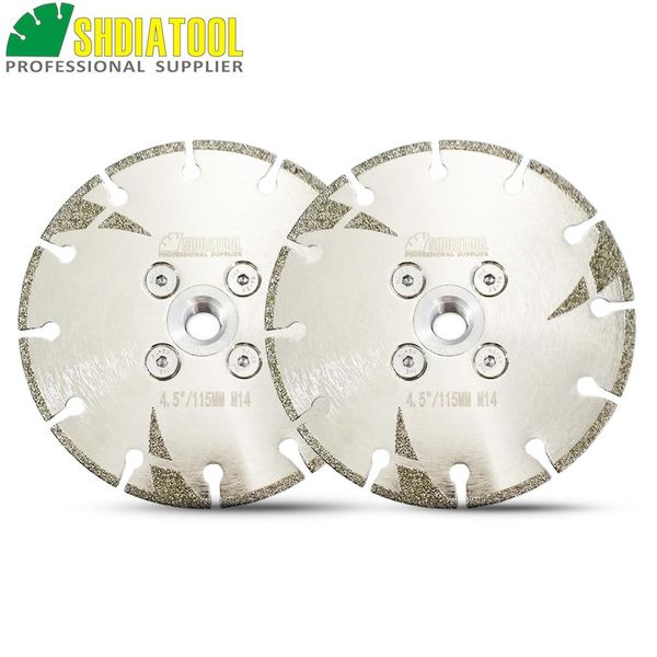 

shdiatool 2pcs 4.5" coated diamond cutting & grinding disc m14 flange with protection 115mm electroplated diamond blade