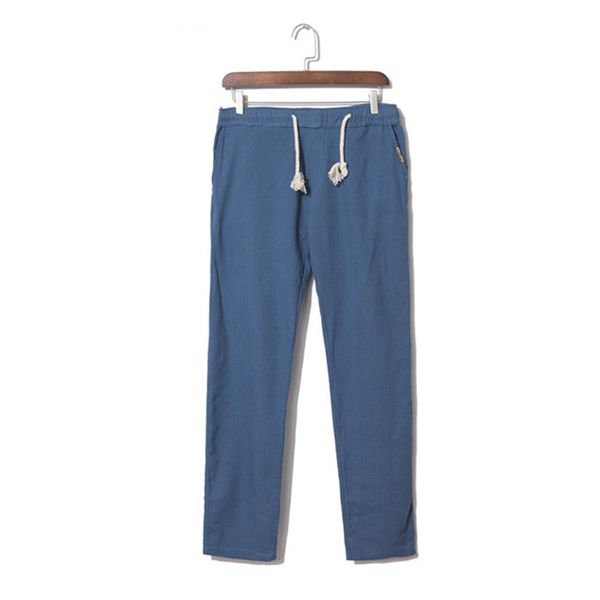 

men's casual slim strandhosen linen hose pant solid trousers z01, Blue