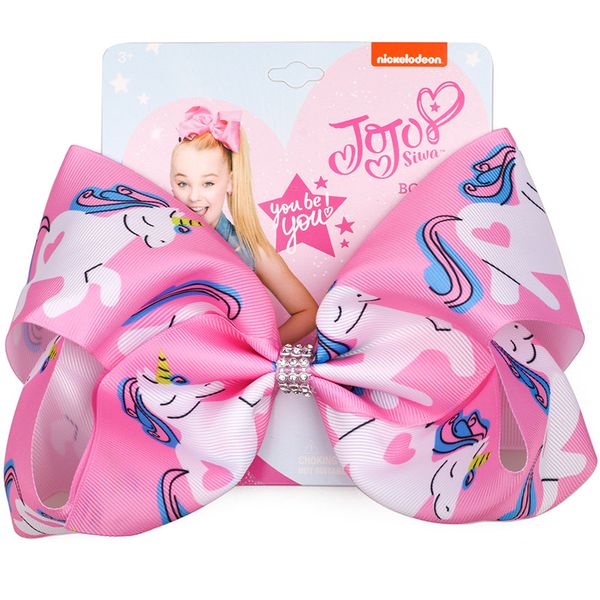 

8" unicorn jojo siwa hair bows for girls with clips handmad jojo bows kids hairpins hair clips accessories, Slivery;white