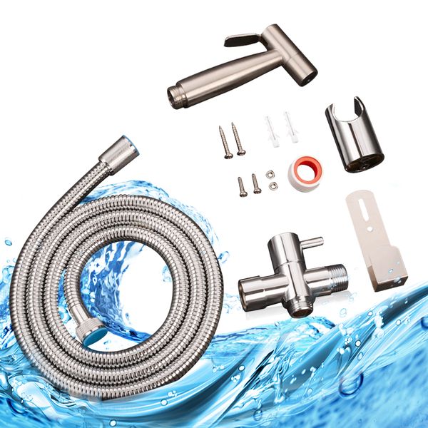 

stainless steel bidet toilet spray handheld hygienic shower pet bath, washing car, water flower, toilet cleaning