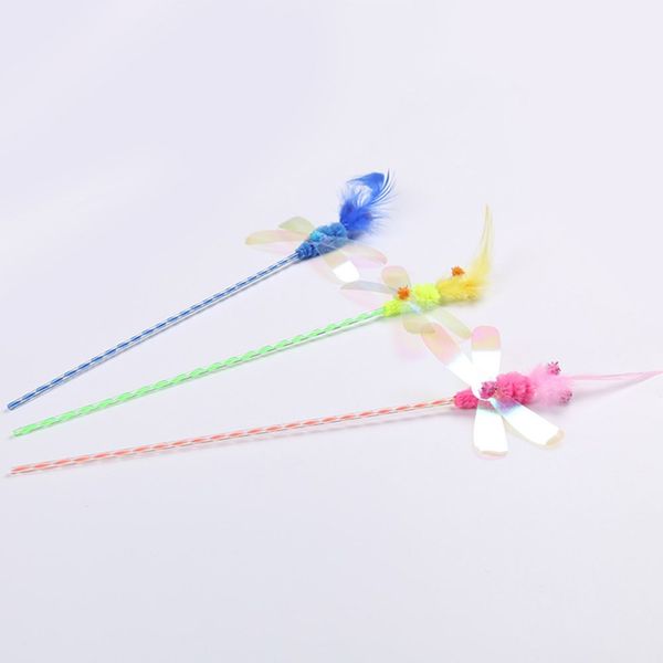

colorful sounding dragonfly feather tickle cat rod cat teaser interactive cat training toys