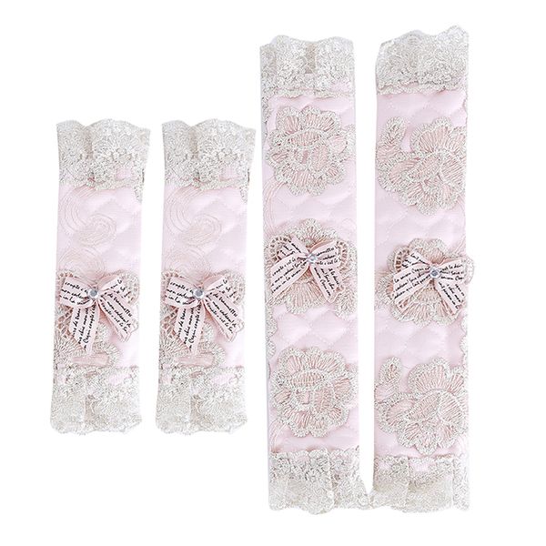 

1pair lace flower polka dot door/refrigerator handle cover practical doorknob door handle cover double-door fridge gloves