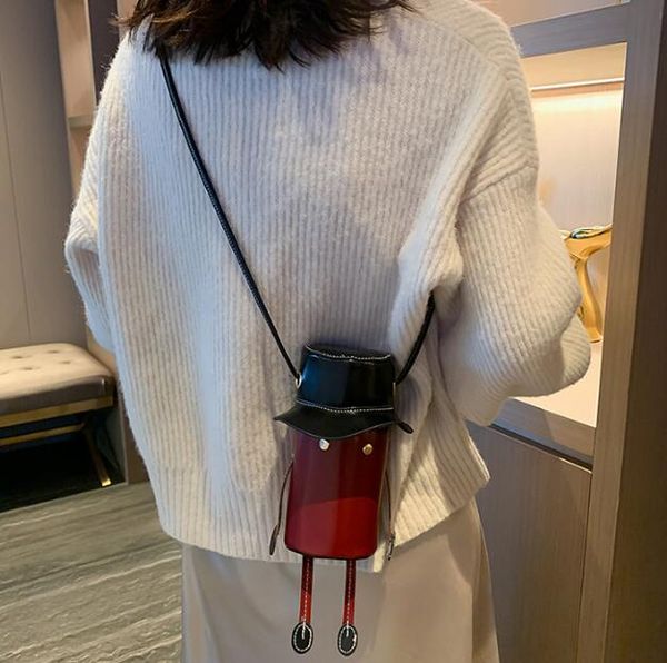 

designer girl crossbady luxury cute little bag women cartoon funny robot bucket bag mini ugly cute shoulder cross bags5