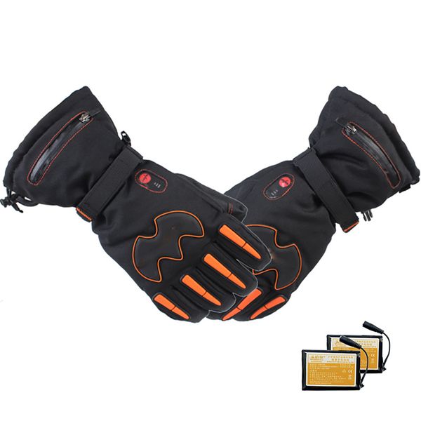 

practical zippered skiing gloves five fingers heating snow warm waterproof thickened anti slip adjustable protective winter