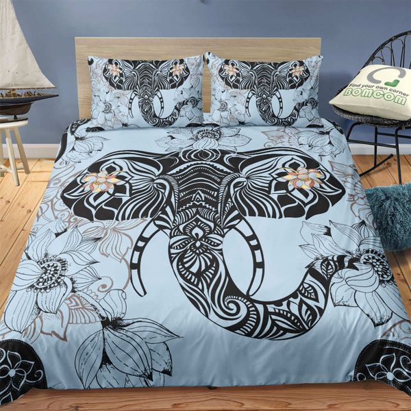 Elephant Totem Bedding Set Single Mysterious Indian Duvet Cover