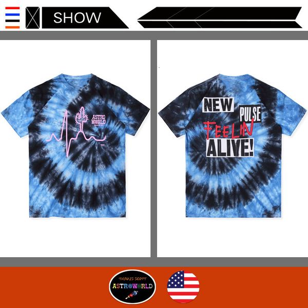 

mr travis scott astroworld short sleeve t shirt run tie dye tie-dyed brand short sleeve t shirt male, White;black