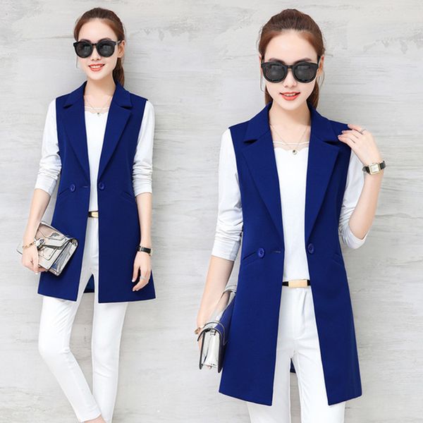 

красный черный тонкий женское пальто верхняя одежда 2019 новая весна длинный женский жилет офис леди куртка без рукавов плюс размер женщин к, Black;white