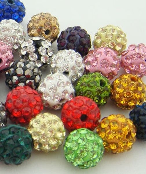 

10mm niju7t 100pcs/lot mixed multi color micro pave cz disco ball beads crystal bead bracelet neacklace spacer