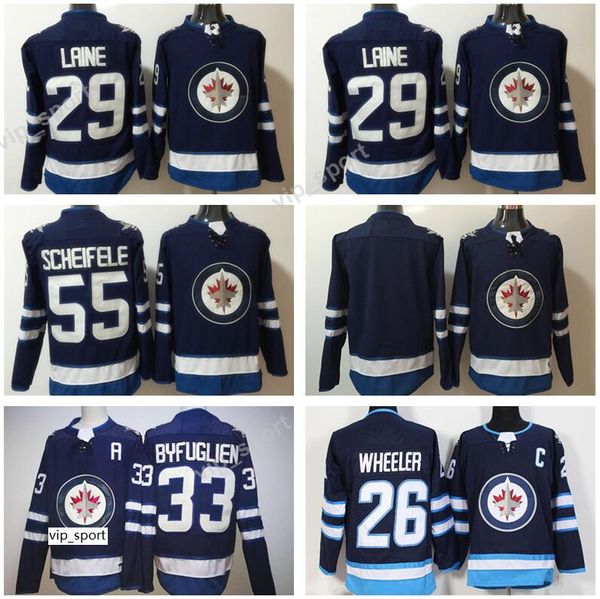 

winnipeg jets 55 mark scheifele jersey men 29 patrik laine 33 dustin byfuglien 26 blake wheeler ice hockey jerseys stitched navy blue, Black;red