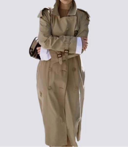 

s-6xl 2019 spring women new jacket fashion personalized custom large size mid-length over-the-knee loose coat, Tan;black